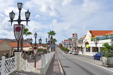 Fototapeta na wymiar Street in Oranjestad, Aruba