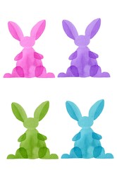 Bunny rabbit watercolor hand drawn set 