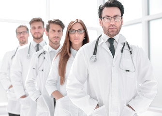 Fototapeta premium portrait of doctors standing in a row in the hospital