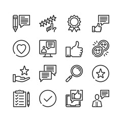 Feedback icons set. Pixel perfect. Thin line design. Vector line icons set