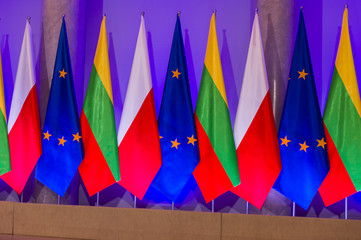 flaga UE Polski Litwy - obrazy, fototapety, plakaty