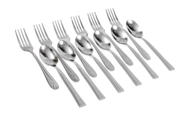 Metal cutlery isolated on white