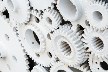 white engine gear wheels like industrial background