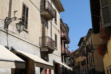Fototapeta na wymiar Old Street in Arona at Lake Maggiore, Italy