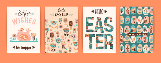 Happy Easter. Vector templates for card, poster, flyer and other users.