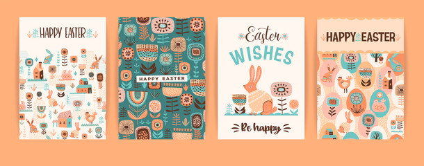 Fototapeta na wymiar Happy Easter. Vector templates for card, poster, flyer and other users.