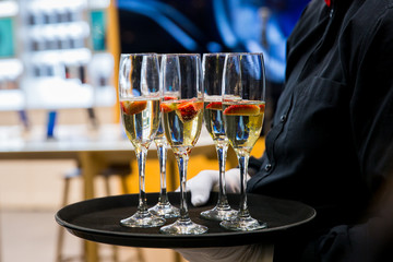 champagne with strawberry