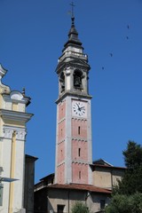 Fototapeta na wymiar Belltower at piazza s. graziano in Arona, Italy