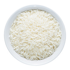 Rice in bowl isolated on white background
