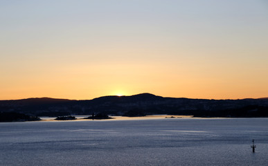 Oslo fjord at sunset