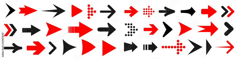 Poster set arrow icon. different arrows sign – vector