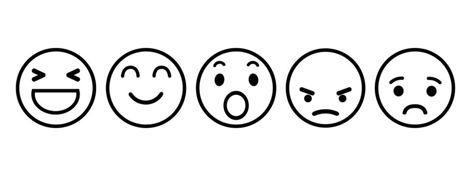 Set of Emoticons. Emoji social network reactions icon. Yellow smilies, set smiley emotion, by smilies, cartoon emoticons - vector