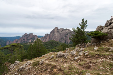 High mountains in the area called Bavella on the island of Corsica