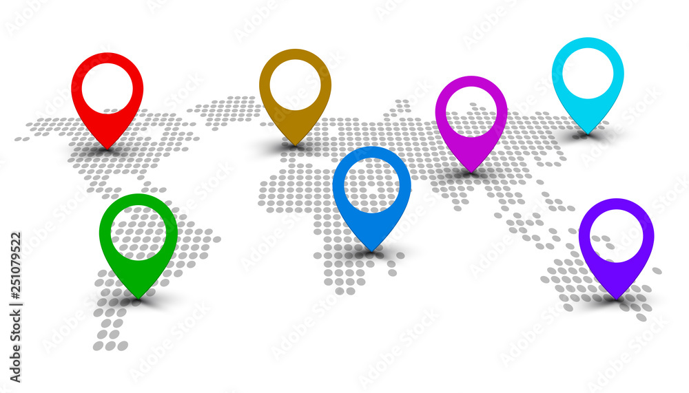 Poster world map with location - for stock