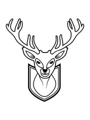 präpariert ausgestopft schild süß niedlich gesicht wand hängen hirsch geweih 2 hörner kopf trophäe jäger schießen reh wald wildnis jagen heimat design cool