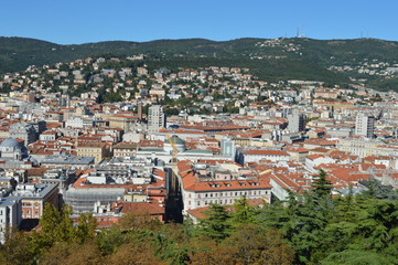 Fototapeta na wymiar Panorama photo of Rijeka on a sunny day