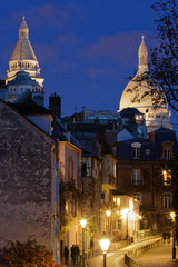 Fototapeta na wymiar Paris, France - February 3, 2018: Sacre Coeur basilica in Montmartre district at night