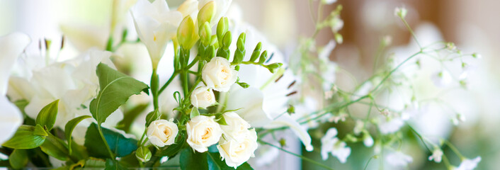 Bouquet of white flowers closeup