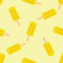 Seamless pattern of ice cream. Ice cream with fruit juice. Popsicle on a stick. Vector illustration.  Popsicle background.