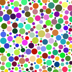 Abstract seamless pattern of circles of different sizes in various colors