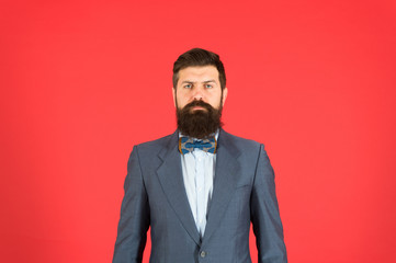 Delight in the details. Business success. Mature businessman. Bearded man hipster in bow. fashion look. Stylish businessman. Bearded man in formal suit. Successful businessman. Confident businessman