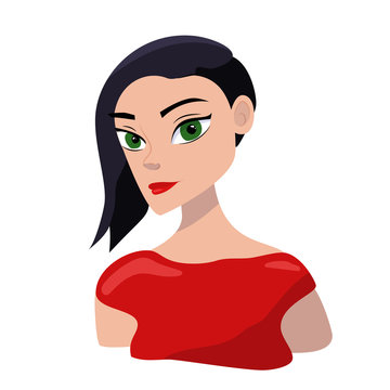 sexy cartoon girl portrait with red lips