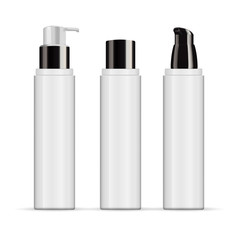 Set of Realistic Cosmetic Tube Mockup containers isolated on white background.  Vector mockup for brand template.