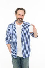 Fototapeta premium Health is precious. Mature man holding pill bottle. Senior man with pill and vitamin complex. Bearded man with vitamin pill container. Vitamin in tablets. Health pill. Health care. Health aid