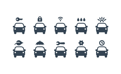 Car service icons set. Auto symbols. Vector illustration