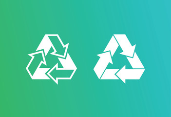 Eco recycle icons set. Vector. Arrow triangle. Green triangular 