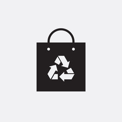Eco recycle bag icon, carrybag basket. Vector. Arrow ecofreindly triangle. Green triangular