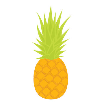 Pineapple isolated on white background. Cartoon pineapple. Vector illustration.