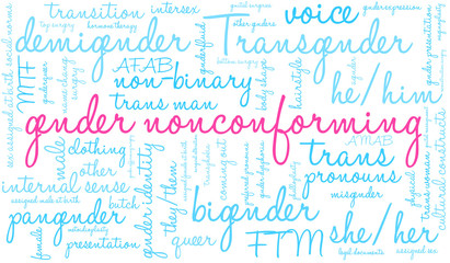 Gender Nonconforming Word Cloud on a white background. 
