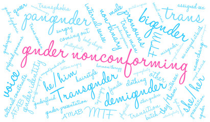 Gender Nonconforming Word Cloud on a white background. 