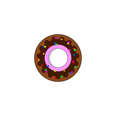 Colorful donut isolated on white background. Doughnut with chocolate. Candy, dessert concept. Vector flat design