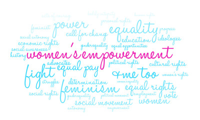 Women's Empowerment Word Cloud on a white background. 