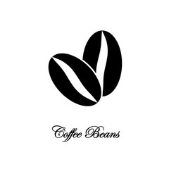 Coffee beans isolated on white background. Logo for organic shop, cafe. Vector flat design