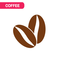 Coffee beans isolated on white background. Logo for organic shop, cafe. Vector flat design