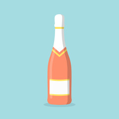 Champagne glass bottle isolated on background. Wine icon. Holiday, party elements. Alcohol drink. Vector flat illustration