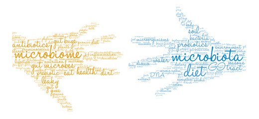 Microbiota Word Cloud on a white background. 