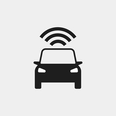 Smart car with navigation system, gps technology. Driverless vehicle isolated on background. Vector flat design