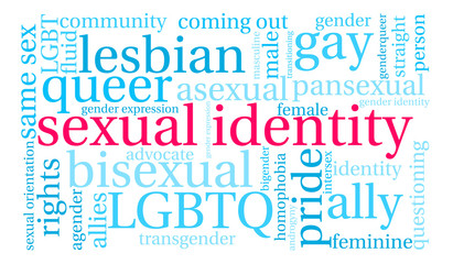 Sexual Identity Word Cloud on a white background. 