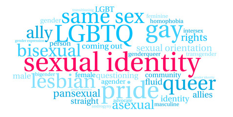Sexual Identity Word Cloud on a white background. 