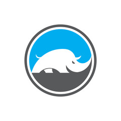 Rhino in circle logo icon vector template
