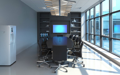 Office Photorealistic Render. 3D illustration. Meeting room.