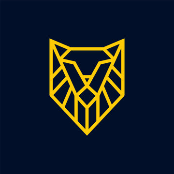 monoline lion sphinx logo icon vector template