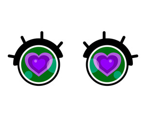 Obraz premium Valentines day card. Cute cartoon eye with heart