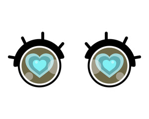 Valentines day card. Cute cartoon eye with heart