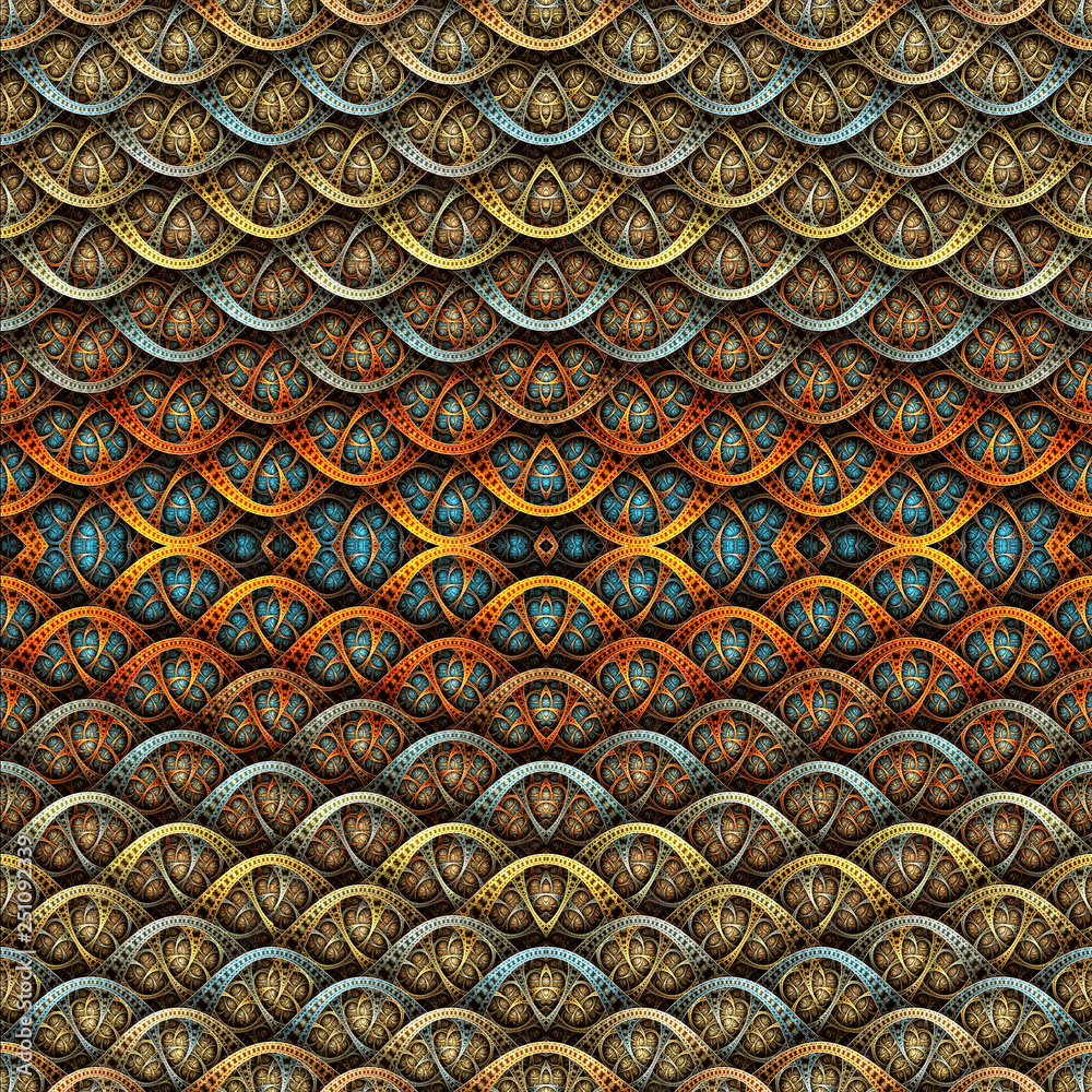 Poster abstract artistic 3d computer generated illustration of multicolored beautiful fractal pattern artwo