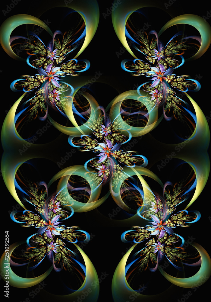 Canvas Prints artistic multicolored 3d computer generated illustration of fractals of beautiful flowers pattern ar